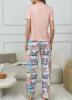 New Women&rsquo;s Size Large 2pcs Cute Cat Pajama Set Casual Round Neck Short Sleeve T-Shirt Top and Elastic Pants, Stretch Fabric, Machine Washable Loungewear Machine Washable 95% Polyester 5 % Elastane Stock photos added - 3