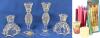 4 Vintage Candle Holders : Zajecar Yugoslavia Crystal & Unsigned Rudolf Schrotter-Style 3.5" - 6.25" No Chips or Cracks & 16 Candles Up To 10" Tall