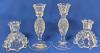 4 Vintage Candle Holders : Zajecar Yugoslavia Crystal & Unsigned Rudolf Schrotter-Style 3.5" - 6.25" No Chips or Cracks & 16 Candles Up To 10" Tall - 2