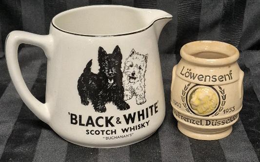 Vintage Black & White Scotch Whisky Pitcher +