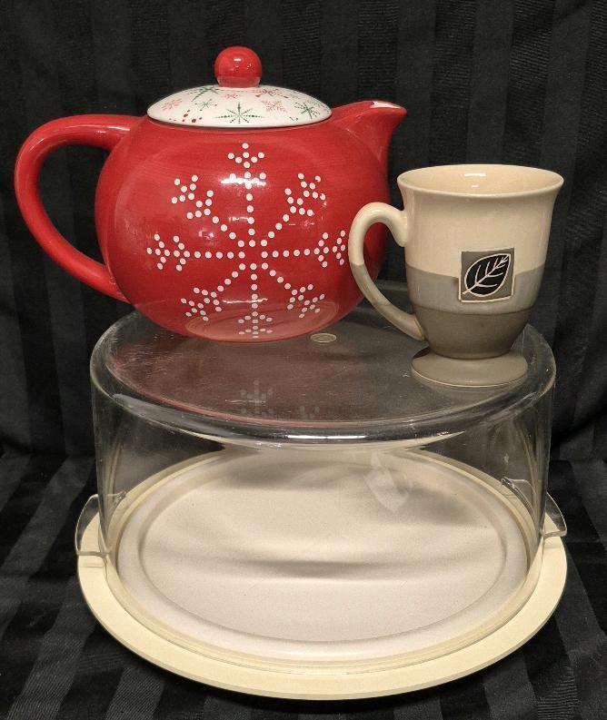 Kitchen Dish Lot - Russ Teapot, Mug & Cake Holder