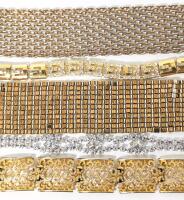 5 Vintage Bracelets : Liquid Mesh Wide Cuff, Chain Mesh Wide Cuff, Tennis, Open Work Panel & G-Link Bracelets Up To 1" Wide &times; 6.75" Long