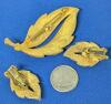 Signed Vintage JJ White Brushed Feather Leaf Brooch & Clip-On Earrings 3pc Set, Up To 2.15" Long - 2