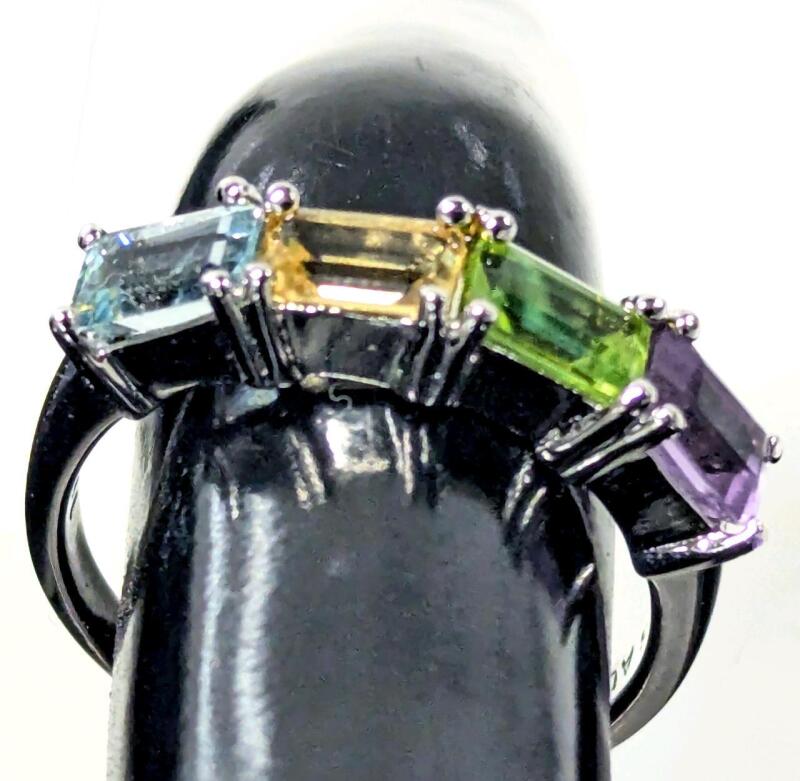 Size 8 Multi Gemstone Colorful Stamped 925 AUI Ring