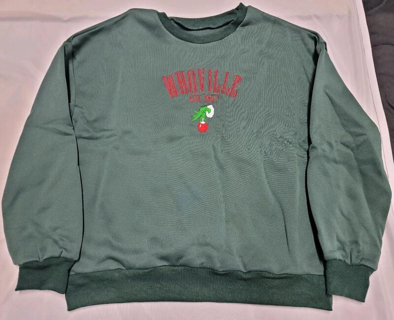 New Size XL Women's " Whoville Est. 1957 " Sweater , Green