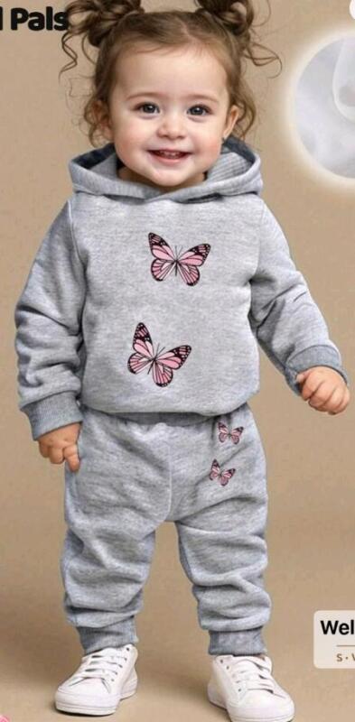 New sz 12-18 mtns Children's Hoodie & Track Pant Set - Butterflies