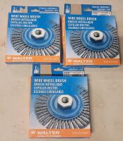 Three (3) New Walter Stainless Wire Wheel Brush , measures 6"&times;&frac14;"&times;⅝" - 11 . Model # 13-K 614
