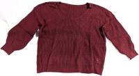 New Size 2XL Women's Knit V-Neck Sweatshirt With Poofy Sleeves