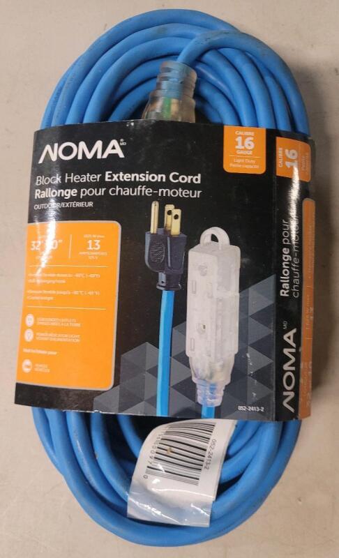 New Noma 16-gauge 32ft. Block Heater Extension Cord , Blue .