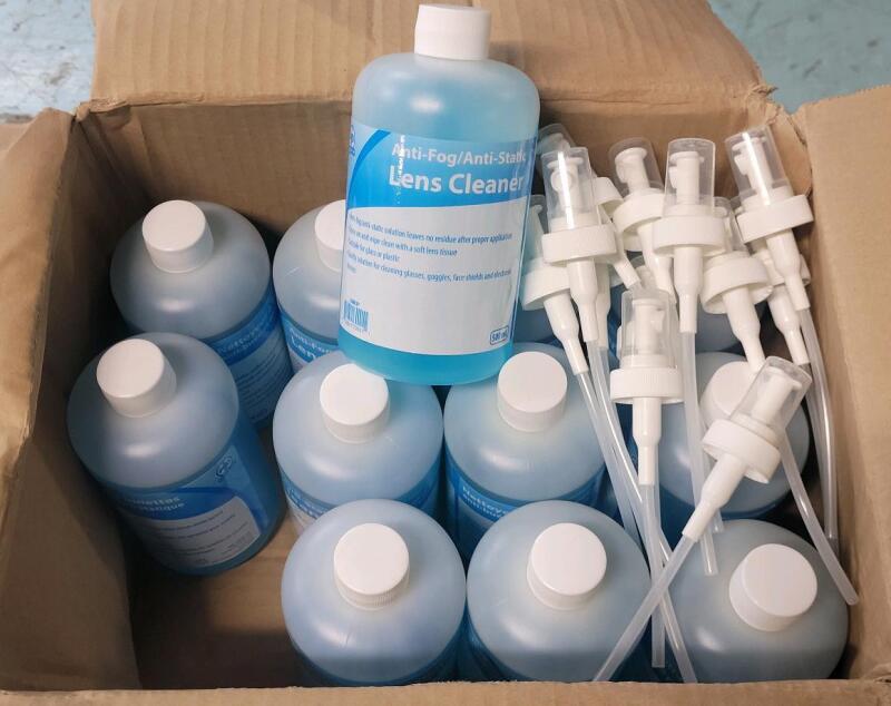 12 Bottles New Wasip Anti-Fog / Anti-Static Lens Cleaner w/Pump , 500ml Bottles .