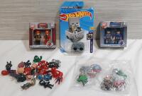 Lot of Block Toys and Marvel Superhero Figures, Including Keychains