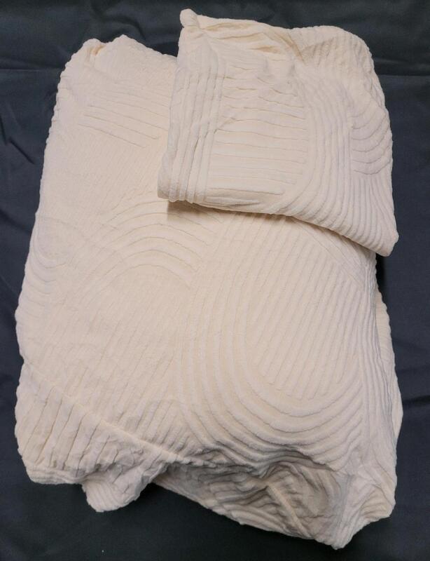 New - Beige Plush Couch Cover w/Pillow Case . For Average Size Couch