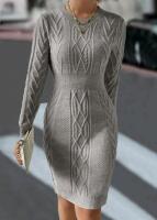 New Size Large Women's Long-Sleeve Knit Bodycon Sweater Dress