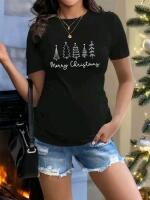 New Size Large Women's Merry Christmas Graphic Tee T-Shirt