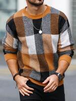 New Size Large Men's Knit Plaid Sweater