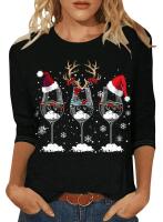 New Size Large Women's &frac34; Length Sleeve "Christmas Cheers" Graphic Print Top With Front & Back Print