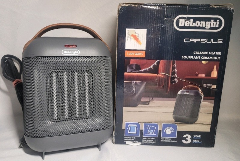 New Delonghi Capsule 1500W Ceramic Heater - Open Box , Working