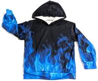 New Size 9Y Youth Electric Blue Flame Lightweight Hoodie Shirt