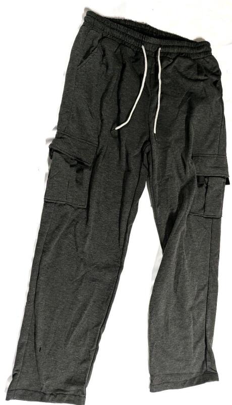 New Size Large Men's Cargo-Style Jogging Pants With Drawstring & Elastic Waist