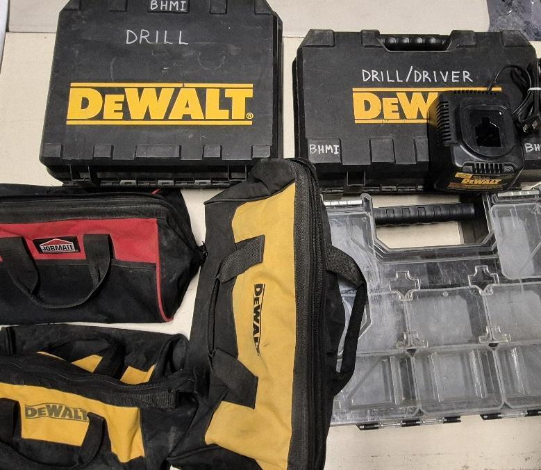 6 Hard and Soft Tool Cases - Dewalt & Jobmate & Dewalt Charger Untested