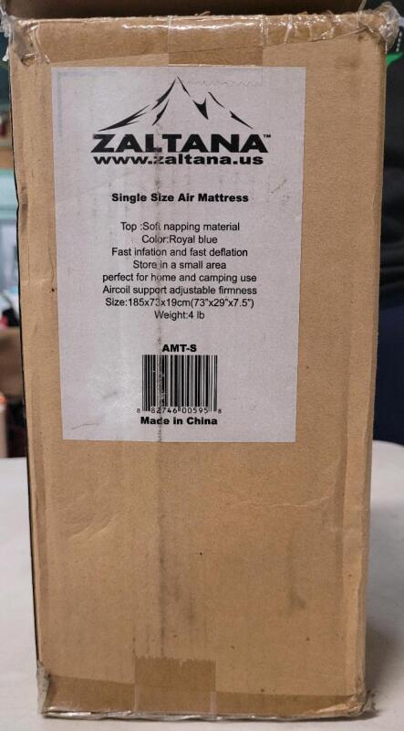 New - Zaltana Camping / Hiking Single Size Air Mattress. Measures 73"&times;29"&times;7.5" , Weights 4lbs .