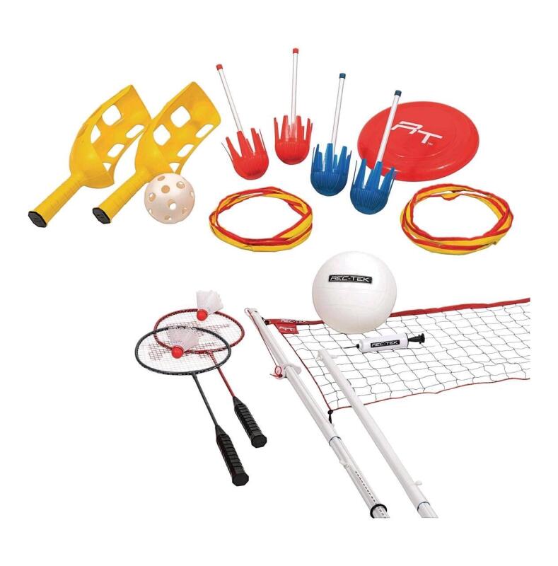 Rec-Tek 5 Game Combo - Badminton, Volleyball, Lawn Darts, Frisbee, & Scoop Ball Retails for $59.99