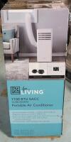 New - For Living 7100 BTU SACC (10K ASHRAE) Digital Portable Air Conditioner with Remote Control, 2-Speed, White . Retail $420
