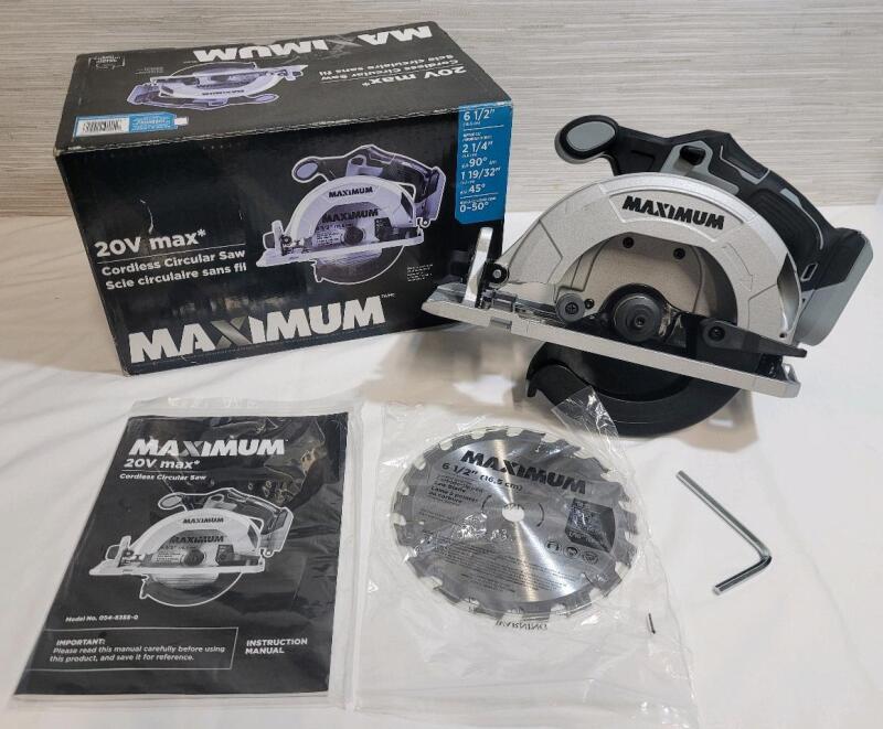 New - MAXIMUM 20V Max 6 &frac12;" Cordless Circular Saw with Carbide-Tipped Blade - Tool Only (battery not included) . Retail $130 . Model # 054-8355-0