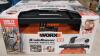 As New - WORX 5.5A 1 &frac12;" Bladerunner Portable Electric Tabletop Saw w/5 Assorted T-Shank Jigsaw Blades . Model # WX572L . Retail $150 . - 2