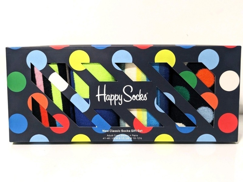 New HAPPY SOCKS Classic Adult Crew Sock Gift Set (4 Pairs. US M Size 8-12)