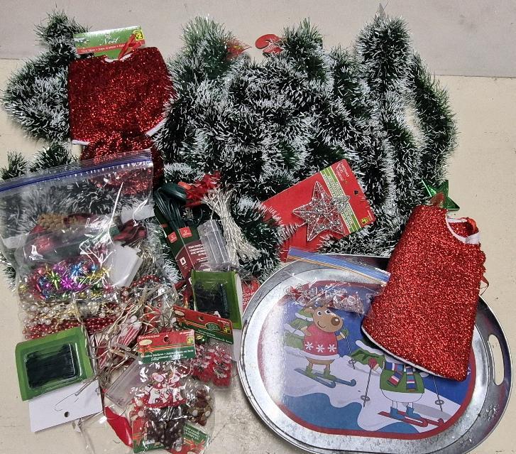 Large Christmas Decor Lot - Garland, Tree Skirts +