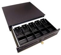 New! Retail's for $455! - APG Cash Drawer Series 4000 Cash Drawer with MultiPRO 320 Interface, 24V, 18" x 4.2" x 16.7", Black . Model # JB320-BL 1820-C .