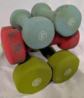 6 Rubberized Barbells. 2x 8lb 2x5lb 2x3lb