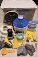 DRYWALLER's Dream TOOLS & Accessories - Storage Tote Painters Tape, Hand Sander, Trowels, ++
