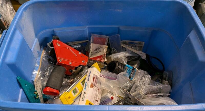Assorted Tools With Bin. Bin Measures 16.5" by 15.5" by 24"