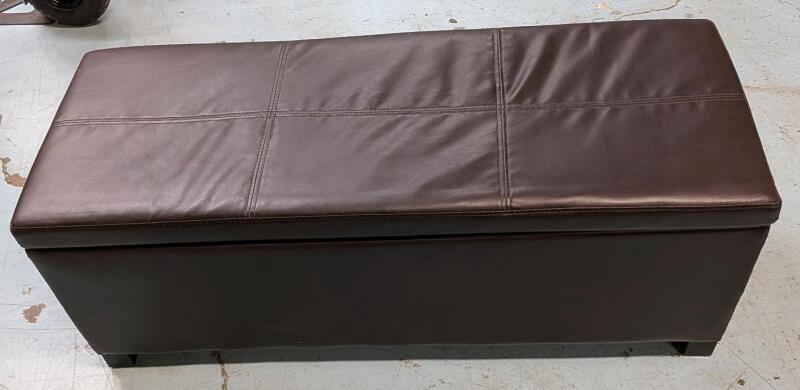 Leather Like Storage Ottoman. Measures 44.5" by 16.5" by 17.5"