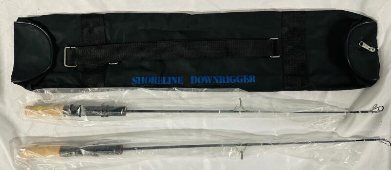 2 As-New Ice Fishing Rods with Shoreline Downrigger Carrying Bag