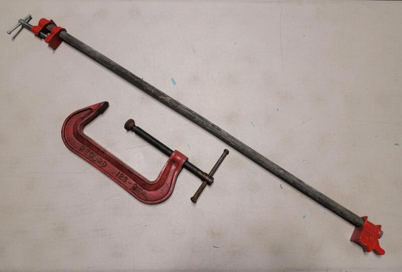 36" Metal &frac12;" Pipe Woodworking Clamp & 8" C-Clamp