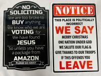 2 Edgy Go Away/Leave Decorative Metal Signs, 12&rdquo; x 8&rdquo; - See Photos