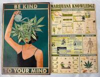 2 Decorative Metal Signs, Cannabis-Related (12&rdquo; x 8&rdquo; - See Photos)