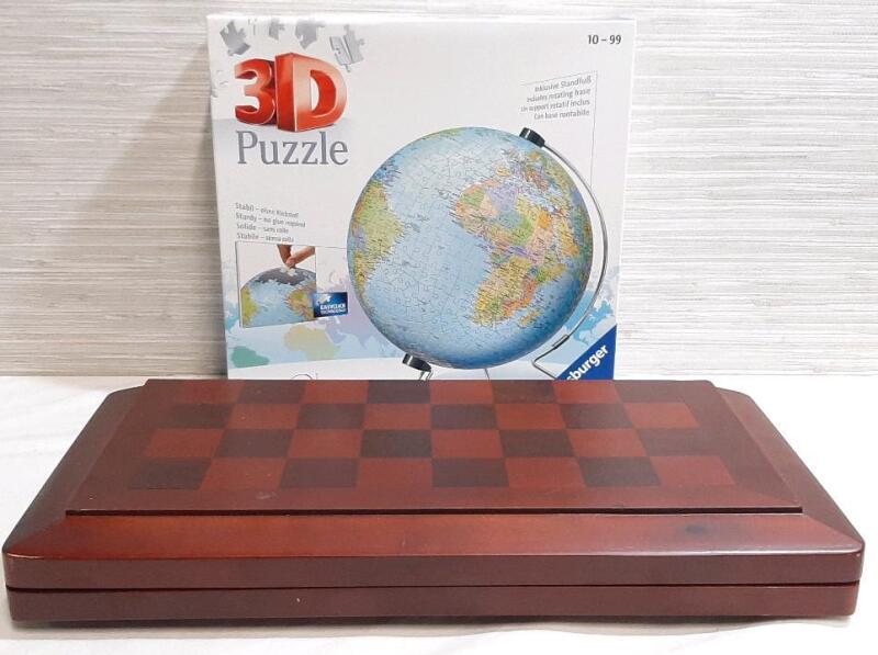 As New 3D Puzzle & Chess Case w/ Playing Pieces