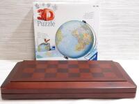 As New 3D Puzzle & Chess Case w/ Playing Pieces