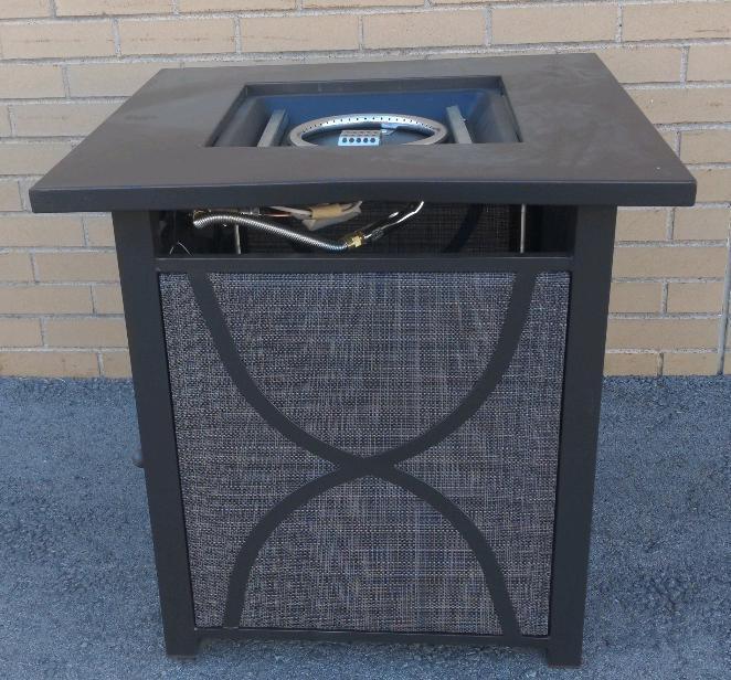 For Living Bluebay Outdoor Fire Pit Table, Square, 40,000 BTU, Black, Retails for $369.99