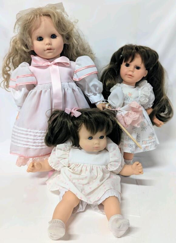 3 Vintage German G&Ouml;TZ Girl & Baby Dolls With "Sleepy Eyes", 14.5" - 20" Tall