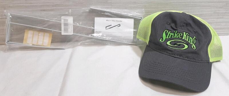 New Set of Metal Hat Racks & Green Baseball Cap
