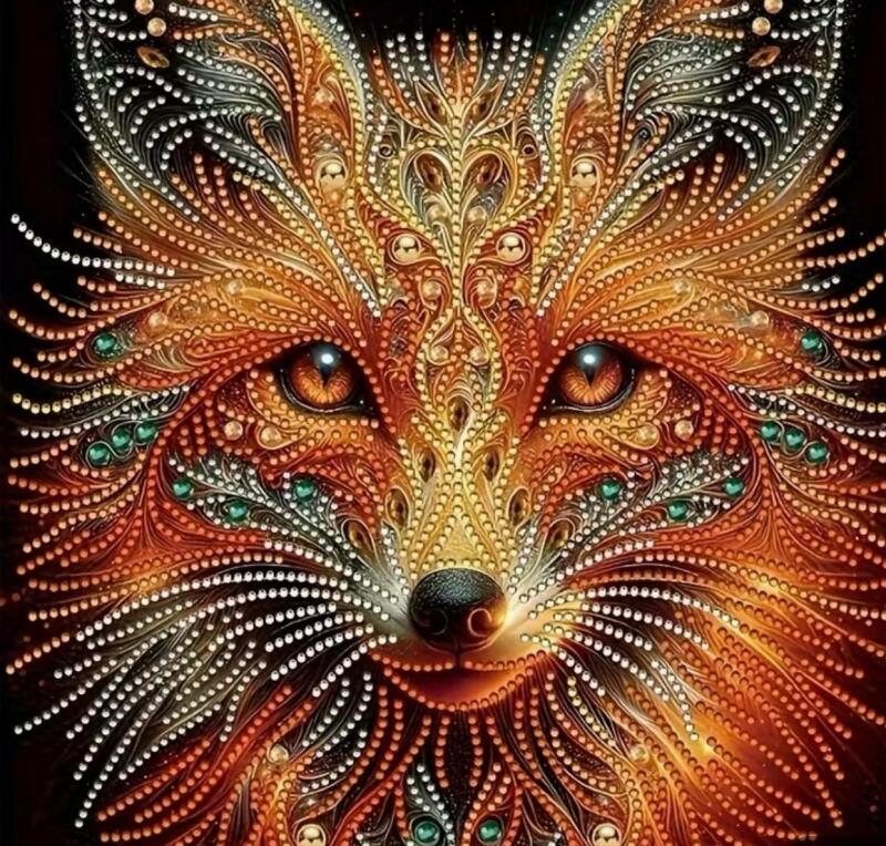 New 5D DIY Diamond Painting Kit for Beginners - Charming Fox Design with Unique Shaped Crystals, Perfect for Living Room, Bedroom, Study Wall Decor - 11.8x11.8 inches, Frameless Stock Photos added