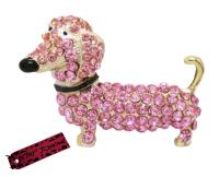 Tagged Betsey Johnson Dachshund Dog Brooch / Pendant Champagne Pink Crystals Approximately 1.25 x 2&rsquo;&rsquo;