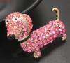 Tagged Betsey Johnson Dachshund Dog Brooch / Pendant Champagne Pink Crystals Approximately 1.25 x 2&rsquo;&rsquo; - 3