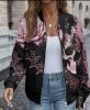 New Size XL Women&rsquo;s Autumn Limited Edition Skull Retro Print Zip-Up Jacket Machine Washable 95% Polyester 5% Elastane Stock photos added