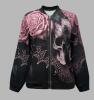 New Size XL Women&rsquo;s Autumn Limited Edition Skull Retro Print Zip-Up Jacket Machine Washable 95% Polyester 5% Elastane Stock photos added - 3